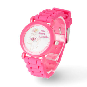 Montre Filles mignonnes Pas de Prob-Llama rose