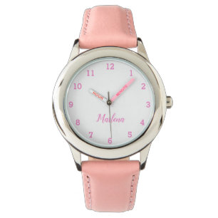 Montre Filles mignonnes rose moderne stylé Nom personnali