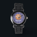 Montre Filles mignonnes Violet Sports Basketball Enfants<br><div class="desc">Cette jeune fille mignonne et moderne montre un ballon de basket,  avec un arrière - plan violet. La montre sportive peut être personnalisée avec votre nom de filles,  et des chiffres clairs,  le cadeau amusant parfait pour tout amateur de sport.</div>
