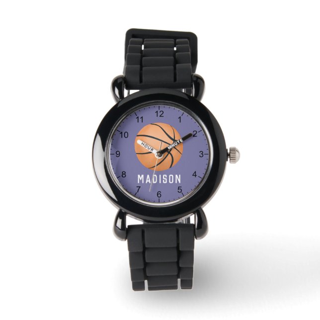 Montre Filles mignonnes Violet Sports Basketball Enfants (Recto)