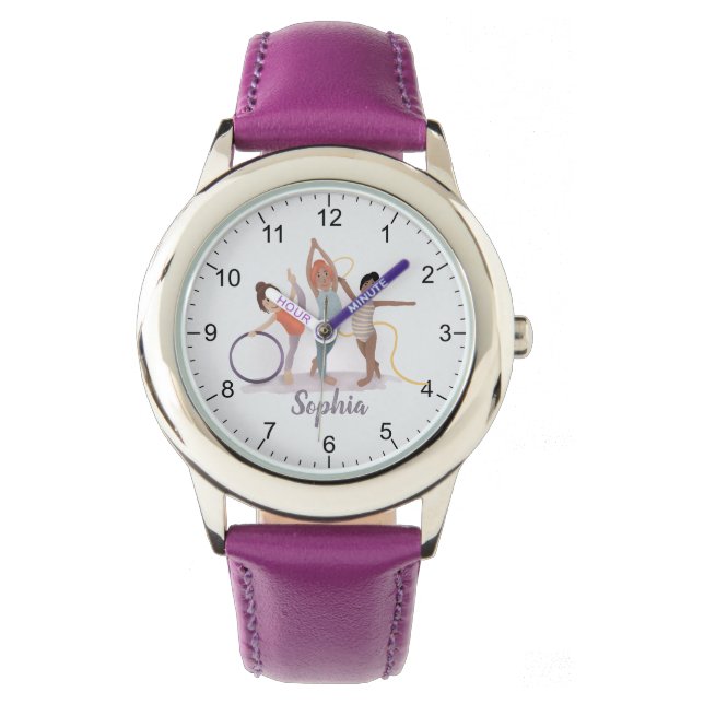 Montre Filles Moderne Purple Gymnastique Enfants (devant)