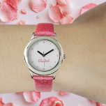 Montre Filles Nom Personnalisé Jote Fille Rose Joli Enfan<br><div class="desc">Personnalisée, personnalisée, les enfants filles amusant cool jolie chic ceinture de parties scintillant rose girly, coque en acier inoxydable, montre poignet. Entrez simplement le nom, pour customiser. Allez-y créez une merveilleuse montre personnalisée pour la princesse du lil dans votre vie - fille, soeur, nièce, petite-fille, fillette, belle-fille. Fait un grand...</div>