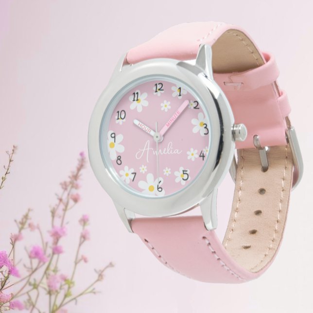 Montre Filles personnalisées Nom Rose Daisy Regarder enfa (Créateur téléchargé)
