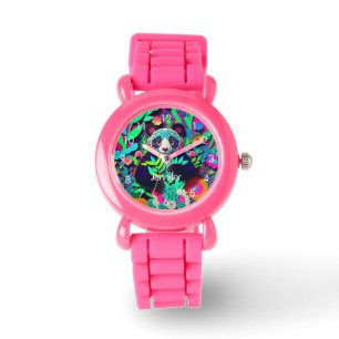 Montre Filles personnalisées Rainbow Panda Nom