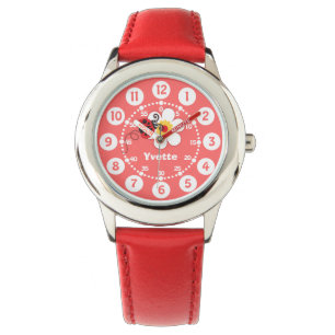 Montre Filles rousse coccinelle, nom blanc bracelet