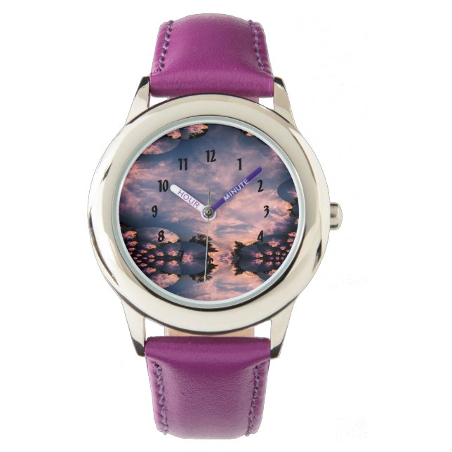 Montre Filtre Sangria fractale du ciel du coucher du sole (devant)
