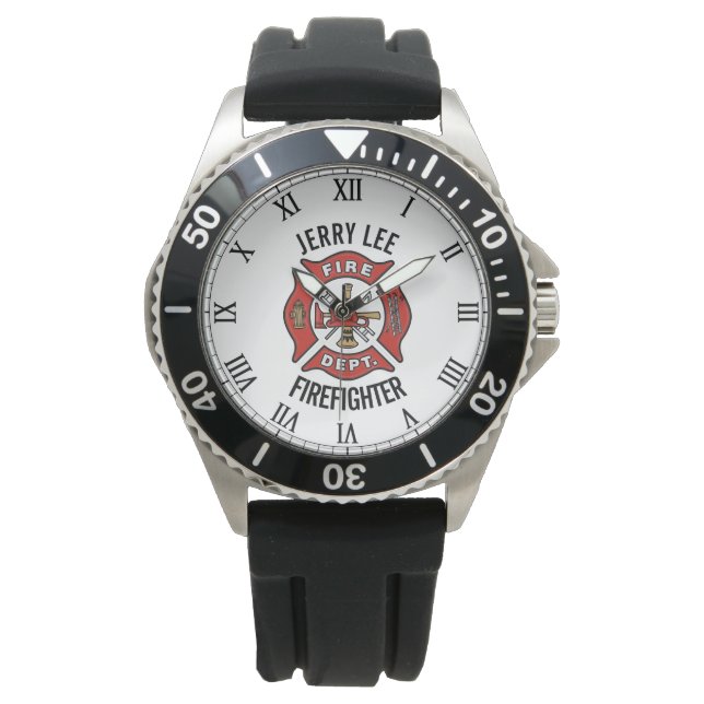 Montre Firefighter Nom de texte personnalisé Personnalisé (devant)