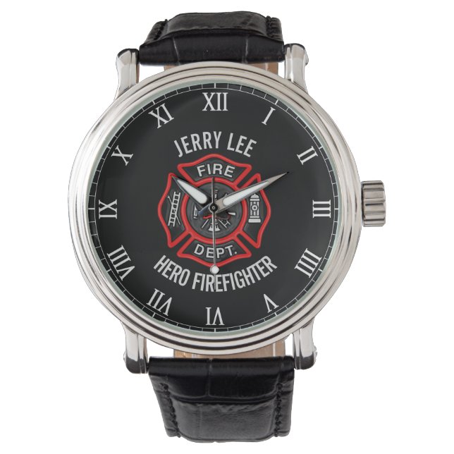 Montre Firefighter Nom de texte personnalisé Personnalisé (devant)
