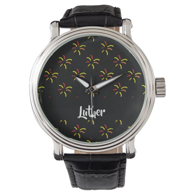 Montre Fireworks en noir (devant)