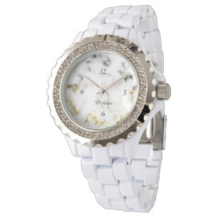 Montre Flacon brillant en marbre noir et blanc Monogramme