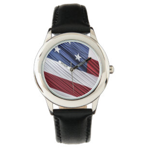 Montre Flag patriotique américain rouge, blanc et bleu