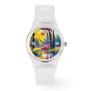 Montre Flamant debout dans le lac-36547