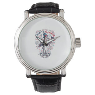 Montre Flamant Patriotique Design de Chemise Gravure Vint