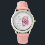 Montre Flamant rose Aquarelle Exotique Rose Moderne Avec<br><div class="desc">Flamant rose Aquarelle Exotique Rose Moderne Avec Citation</div>