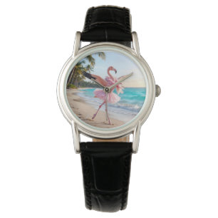 Montre Flamant Rose Ballerine Dans Un Tutu Rose Sur La Pl