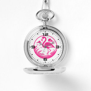 Montre Flamant Rose Dessin de Cercle d'Été-68730