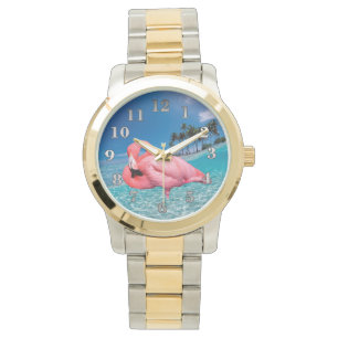 Montre Flamant rose et palmiers