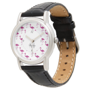 Montre Flamant rose pailleté Monogramme scintillant rose