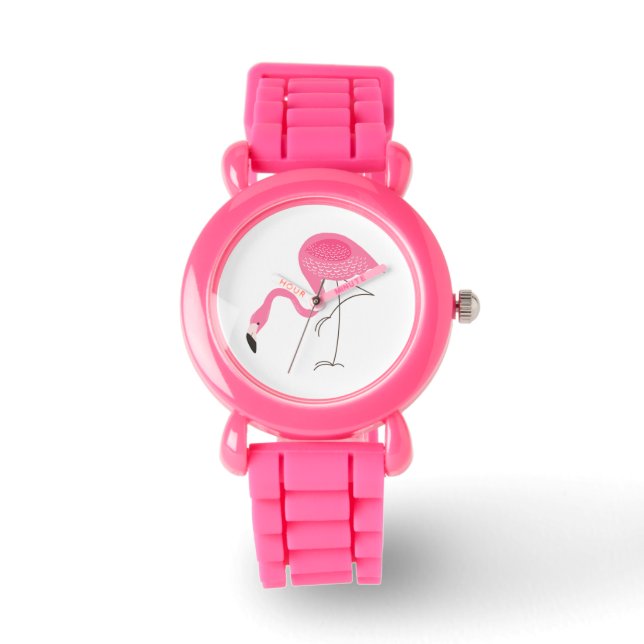 Montre Flamant rose rose mignon Illustration simple (Recto)