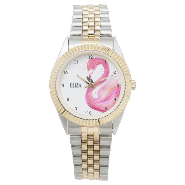 Montre Flamant rose rose mignon Surveillance de la faune  (devant)