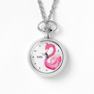 Montre Flamant rose rose mignon Surveillance de la faune