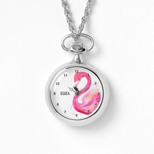 Montre Flamant rose rose mignon Surveillance de la faune  (Recto)