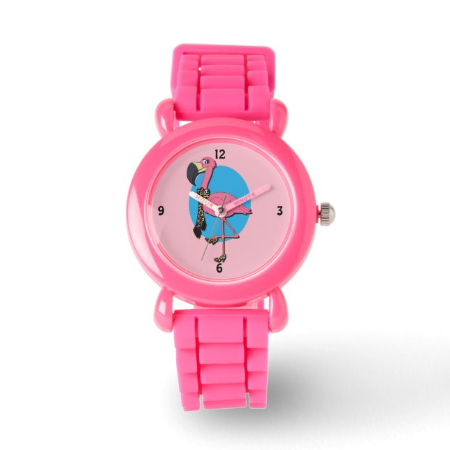 Montre Flamant rose rose Parties scintillant (Recto)