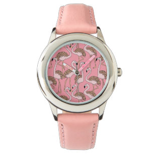Montre Flamant rose tropical de rose d'oiseau de plage