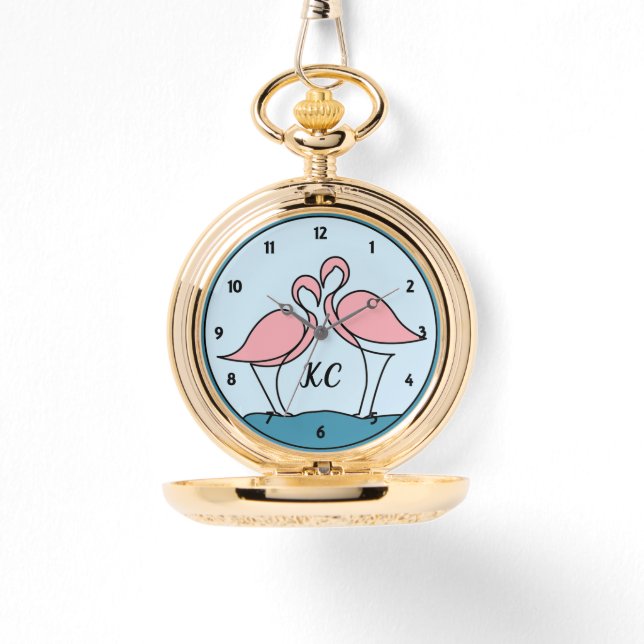 Montre Flamants roses roses Monogramme Pocket Or (Recto)