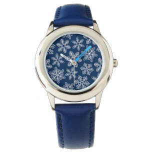 Montre Flammes de neige sur bleu foncé