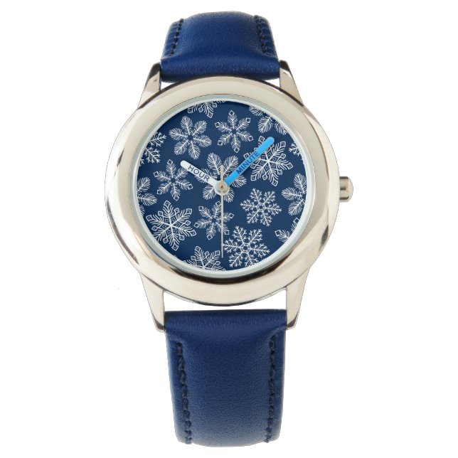 Montre Flammes de neige sur bleu foncé (devant)