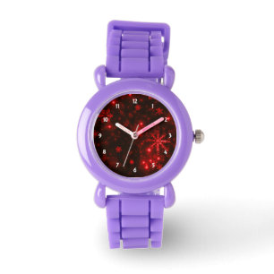 Montre Flammes de neige sur Deep Red Arrière - plan Watch