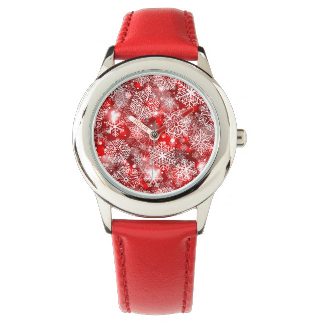 Montre Flammes de neige sur rouge (devant)