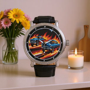Montre Flammes de voitures classiques personnalisées