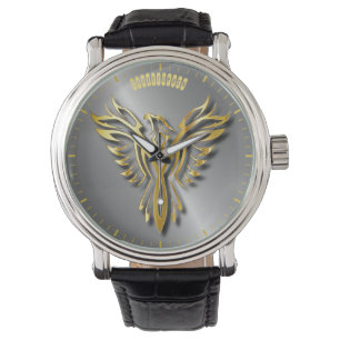 Montre Flammes d'or en hausse d'or de Phoenix avec des