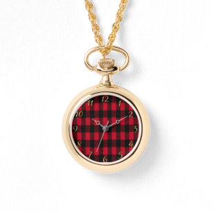 Montre Flannel Buffalo Plaid Rouge lombard texture
