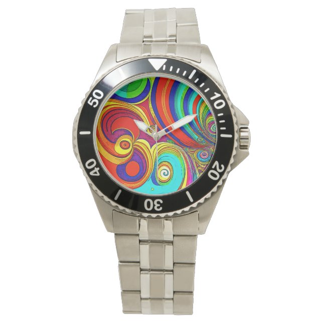 Montre Flèches Super colorées arc-en-ciel (devant)