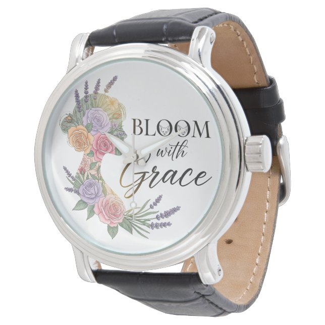 Montre Fleur avec Grace Elegant Floral Femme Silhouette (Incliné)
