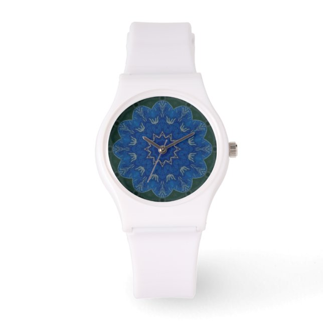 Montre Fleur bleu paradisiaque Mandala Regarder sportif (Recto)