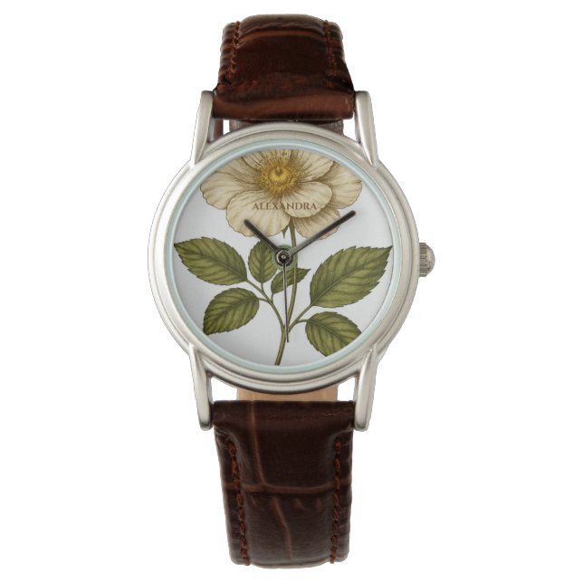 Montre Fleur Boho Nom Personnalisé (devant)