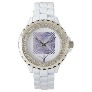 Montre Fleur carrée violette nb