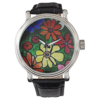 Montre fleur colorée