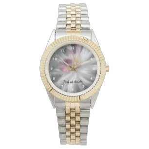 Montre Fleur Dahlia En Noir Et Blanc Personnalisé