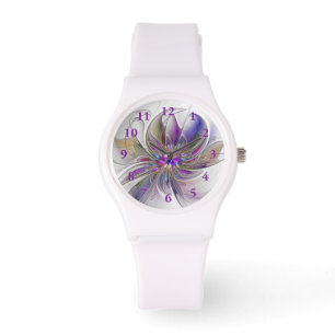 Montre Fleur d'art Abstrait, énergique et coloré
