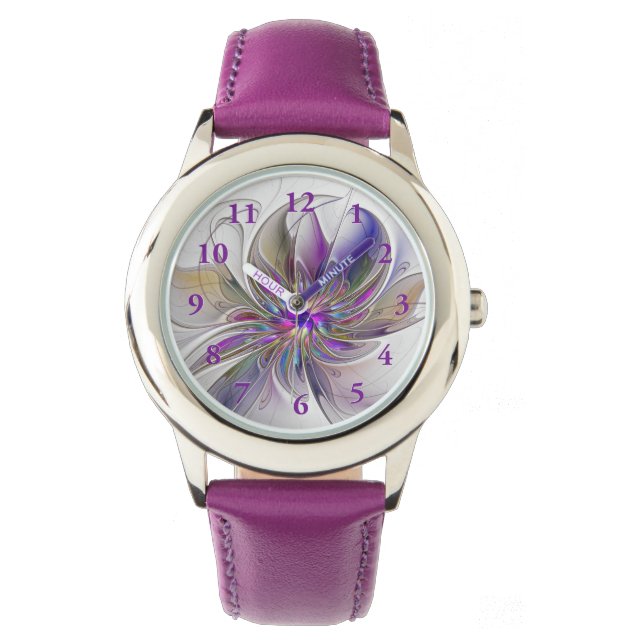 Montre Fleur d'art Abstrait, énergique et coloré (devant)
