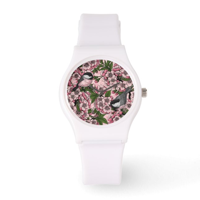 Montre Fleur de cerisiers et poulets roses (Recto)