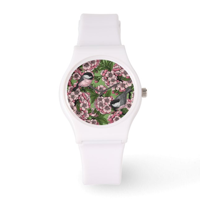 Montre Fleur de cerisiers et poulets verts (Recto)