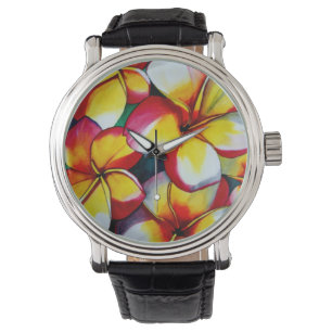 Montre fleur de frangipanier rose par Sacha Grosse
