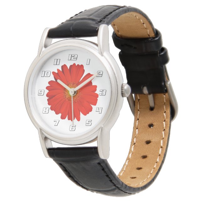 Montre Fleur de gerbera marguerite orange (Incliné)