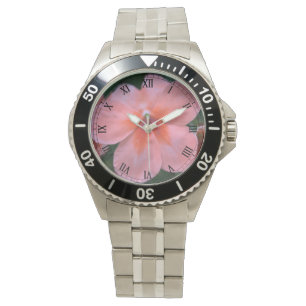 Montre fleur de jardin commun rose clair